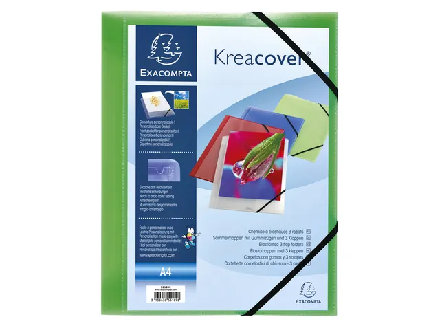 Elastomap Exacompta Kreacover A4 3 kleppen PP assorti