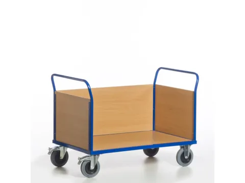 wagen met drie wanden,draagverm. 500kg,laadvl. LxB 850x480mm,houtplaat