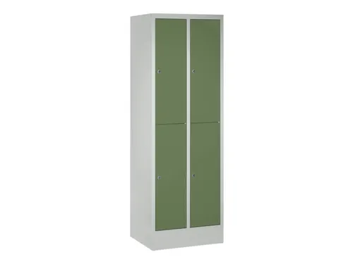 lockerkast,HxBxD 1850x600x500mm,2x2vakken,RAL7035,front RAL6011
