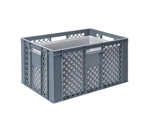 Euronorm-stapelbak,m. isoleerbox,HxLxB 320x600x400mm,63/35l,HDPE,grijs