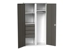 Locker 2000x1050x550mm 3 vakken, lade, dubbele vleugeldeur, RAL7016