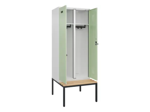 locker met bank,voor scheiding van kleding,HxBxD 2120x800x815mm,2vak