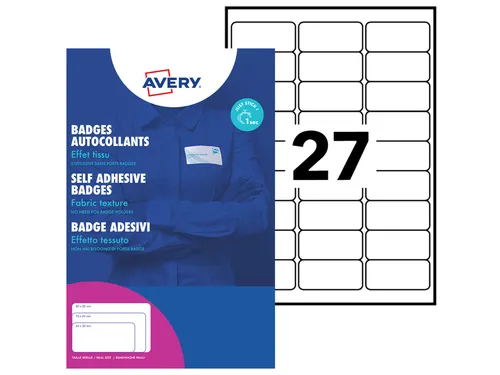 Naambadge etiket Avery L4784-20 63,5x29,6mm Laserprinter 540 stuks