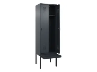 locker met bank,HxBxD 2120x600x815mm,2vak,vak B 300mm,draaigrendel - 1
