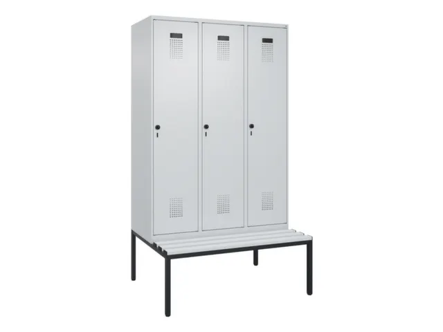 locker met bank,voor scheiding van kleding,HxBxD 2120x1200x815mm,3vak