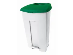 afvalbak,1x120l,HxBxD 890x560x480mm,romp PE wit,deksel PE groen