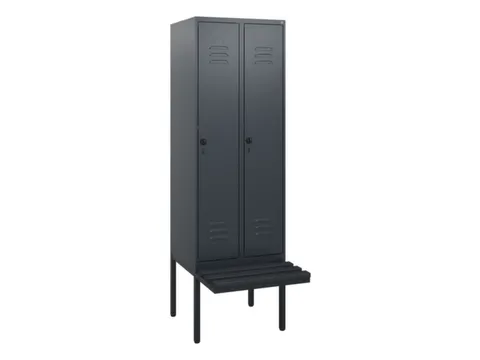 locker met bank,HxBxD 1950x600x815mm,2vak,vak B 300mm,draaigrendel