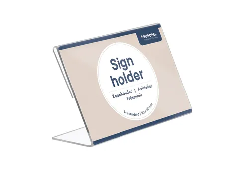 Kaarthouder Europel L-standaard 90x60mm liggend acryl