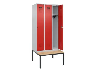 locker met bank,HxBxD 2120x900x815mm,3vak,vak B 300mm,cilinderslot - 1