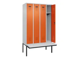 locker met bank,HxBxD 2120x1200x815mm,4vak,vak B 300mm,cilinderslot