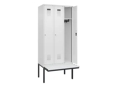 locker met bank,HxBxD 2120x900x815mm,3vak,vak B 300mm,cilinderslot
