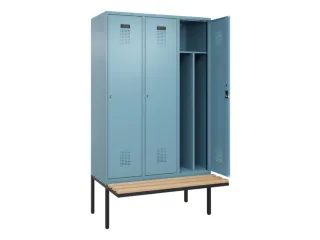 locker met bank,voor scheiding van kleding,HxBxD 2120x1200x815mm,3vak - 1