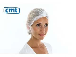 Haarnet Pp Non Woven Clip Cap Wit 53cm maat L 2-elastiek Detectable 10 - 2