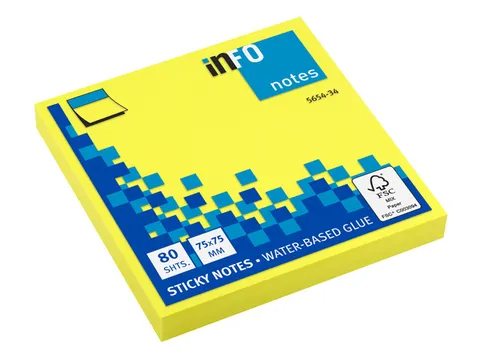 Notitieblok 75X75Mm Brilliant Geel Blok A 80 Vel