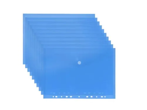 Enveloptas Velcro Sluiting A4 Geperforeerd 11-gaats Blauw 10 Stuks