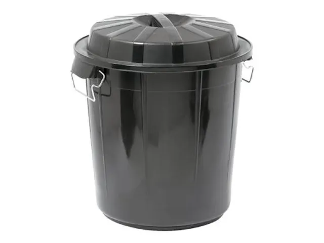 Denox kunststof Afvalvat met deksel 50 liter Zwart