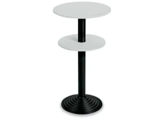 Statafel Gietijzeren Poot H 110cm Blad Ø Boven/Onder 60/50cm Grijs Zw - 1