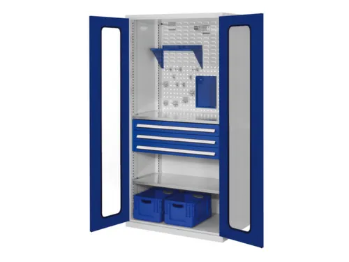 Materiaalkast Vensterdeuren Staal Hxbxd 1950x1000x600mm 3laden Ral5010