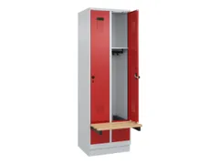 locker met bank,HxBxD 1950x600x815mm,2vak,vak B 300mm,draaigrendel