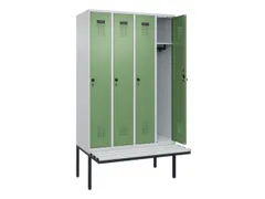 locker met bank,HxBxD 2120x1200x815mm,4vak,vak B 300mm,draaigrendel