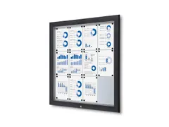 Vitrinekast mededelingenbord Outdoor 12xA4 met gasveer Antraciet