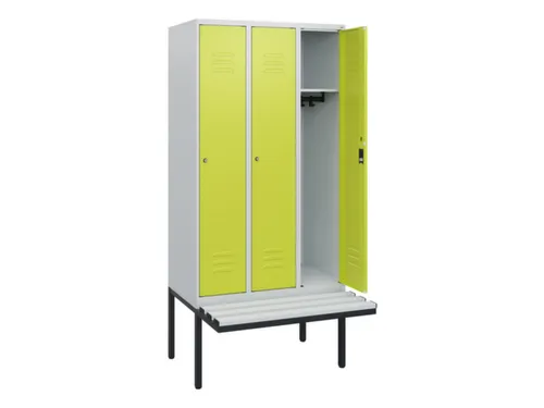 locker met bank,HxBxD 1950x900x815mm,3vak,vak B 300mm,cil.-slot