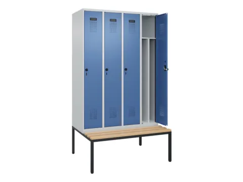locker met bank,voor scheiding van kleding,HxBxD 2120x1200x815mm,4vak