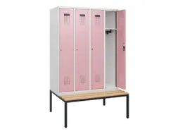 locker met bank,HxBxD 1950x1200x815mm,4vak,vak B 300mm,cilinderslot