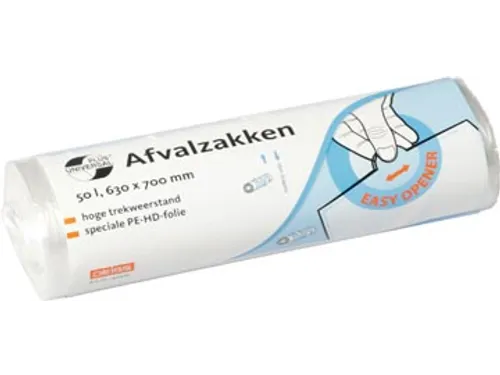 Universal Plus vuilniszak 10 micron 63x70 cm 50L wit rol 50 stuks