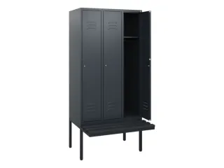 locker met bank,HxBxD 1950x900x815mm,3vak,vak B 300mm,cil.-slot - 2