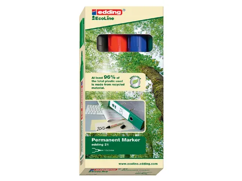 Viltstift edding 21 EcoLine rond assorti 1.5-3mm doos à 4st