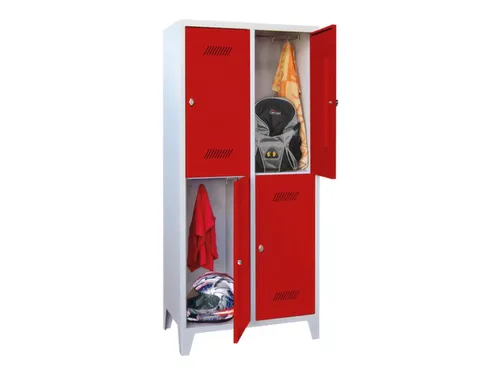 dubbeldekse locker,HxBxD 1850x800x500mm,2x2vak.,RAL7035,front RAL3000