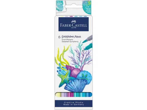 Duo aquarelmarker Faber-Castell Goldfaber kartonetui 6 stuks Seashells