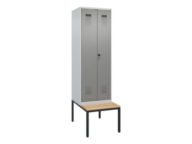 locker met bank,voor scheiding van kleding,HxBxD 2120x600x815mm,2vak