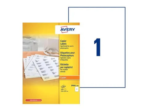 Etiket Avery DP001-100 210x297mm Kopieren wit 100 Stuks