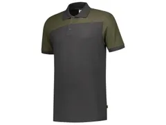 Polo Tricorp Bicolor coutures 202006, gris anthracite/vert kaki, taill