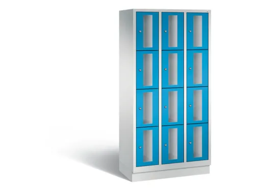 Lockerkast 1800x900x500mm 3x4 vakken Cilinderslot, Sokkel, RAL5012