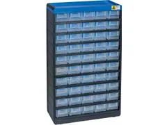 magazijnkast HxBxD 525x300x135mm 50laden behuizing zwart/blauw