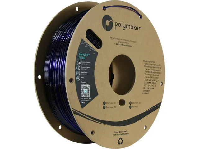 Polymaker PolyLite PETG filament 1,75 mm Translucent Blauw 1kg