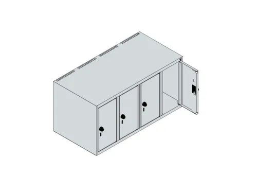 opzetkast,v. locker,4vak.,vak B 250mm,HxBxD 500x1000x500mm,vleugeldeur
