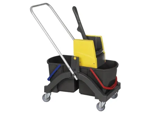 dweilwagen,emmer 2x17l ROOD/BLAUW,frame kunststof,4zwenkwielen
