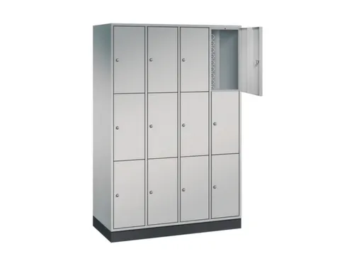 lockerkast,HxBxD 1950x1220x500mm,4x3vakken,cil.-slot,sokkel