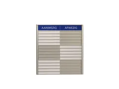 Menoor In-Uit bord 15 namen Aluminium Aanwezig/Afwezig Blauw