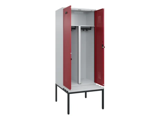 PBM-locker met bank,HxBxD 2120x800x815mm,2vak,vak B 400mm,draaigrendel