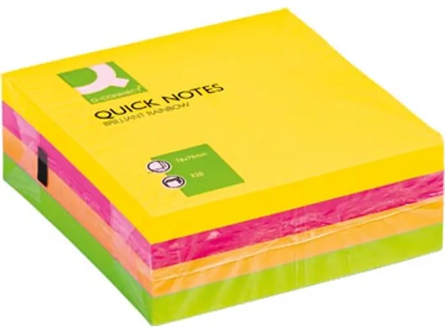 Quick Notes Memoblaadjes Neon 76x76mm Blok 320 Vel Assorti