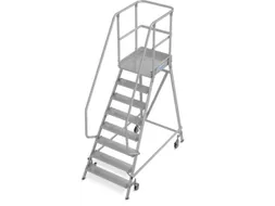 bordestrap,verrijdbaar,bordes H 1,95m,8treden,aluminium,4zwenkwielen