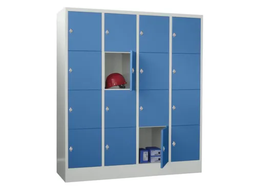 lockerkast,HxBxD 1850x1600x500mm,4x4vakken,RAL7035,front RAL5012
