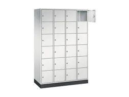 lockerkast,RAL 7035,HxBxD 1950x1220x500mm,4x6vakken,cil.-slot,sokkel