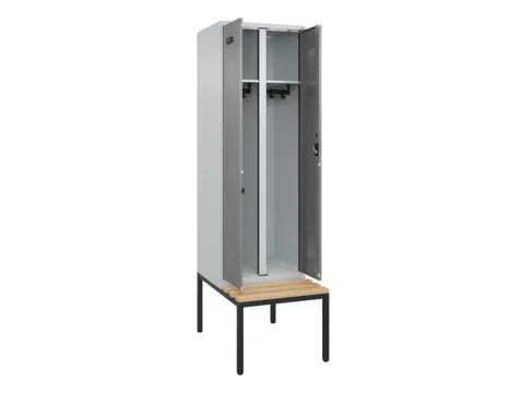 locker met bank,voor scheiding van kleding,HxBxD 2120x600x815mm,2vak