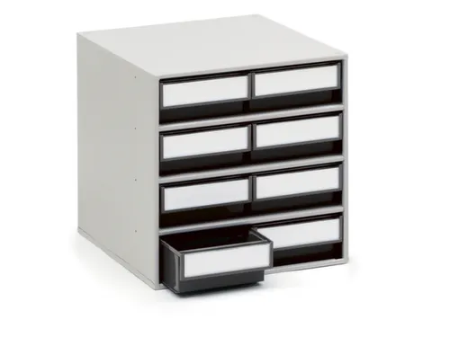 ESD-magazijnkast,HxBxD 395x400x400mm,8lade(n),laden zwart